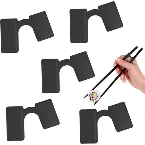 Lot de 10 aides à baguettes réutilisables - Aides à baguettes pour débutants - Connecteur à charnière - Noir