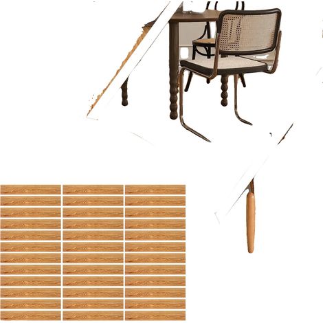 Adesivi per pavimenti, 36 pezzi, in PVC, dimensioni 30 x 30 cm, impermeabili, effetto legno realistico. (1/5)
