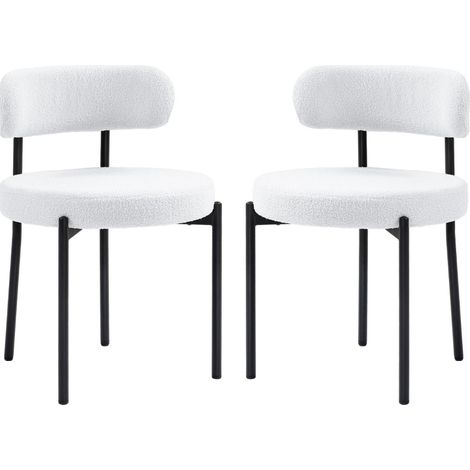 CHICFURN Set di 2 sedie da pranzo 51x51x76 cm, tessuto peluche crema, gambe in acciaio (1/5)