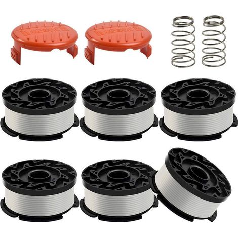8 pack bobine de fil de coupe pour bordure, bobine de fil debroussailleuse (6 fil coupe bordure, 2 couvercle, 2 ressort), accessoire pour coupe-bordure, compatible avec black+decker coupe bordures (1/5)