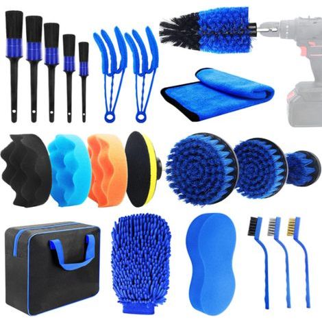 22-teiliges Auto-Reinigungsbürsten-Set, Auto-Reinigungsbürste, Auto-Detailbürste, Autowaschbürste, Auto-Reinigungsset, Auto-Felgenbürste, Bohrer, Autoreinigung innen und außen
