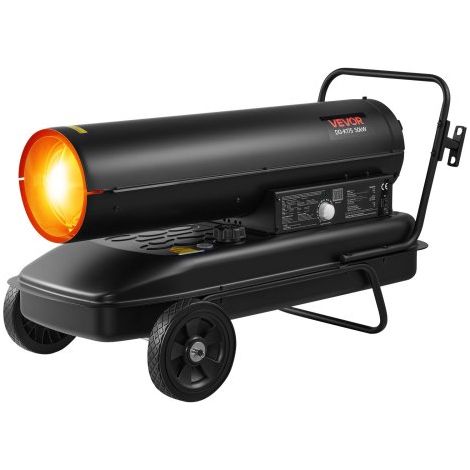 Chauffage à Air Pulsé au Kérosène Diesel, 50 kW, Chauffage d'Appoint sur Roues, avec Température Réglable, Type Souffleur, pour Chantier, Garage, Entrepôt, Atelier, Construction, Extérieur, Noir (1/3)