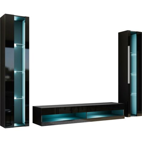Conjunto de salón Vilrin V, Negro + Negro brillante