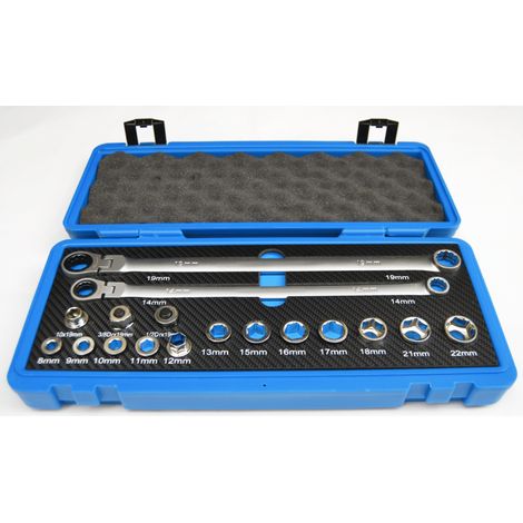 CHIAVI CRICCHETTO SNODO 14 19 MM + BUSSOLE DA 8 A 22 MM ADATTATORI INSERTI 616 B