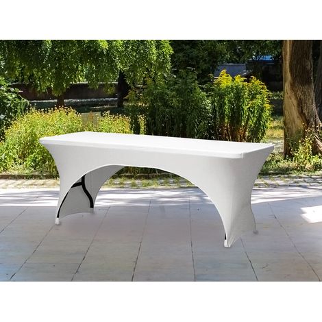 Stabiler Gartentisch aus Kunststoff mit weißer Stretch Husse - Klapptisch (1/5)