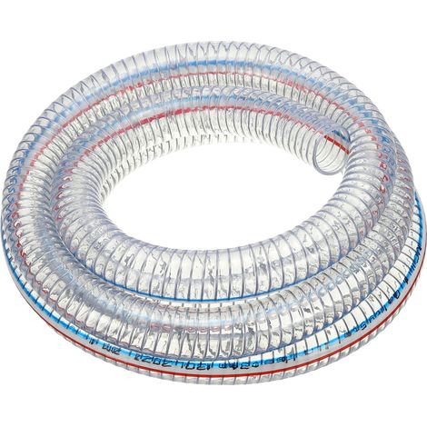 1-3/8" / 34mm ID Tuyau Renforcé Fil Métallique 3 Mètres, Tuyau D'Aspiration PVC Vinyle Résistant Aux Produits Chimiques Haute Pression Avec Spirale Fil Acier, Transparent (1/5)