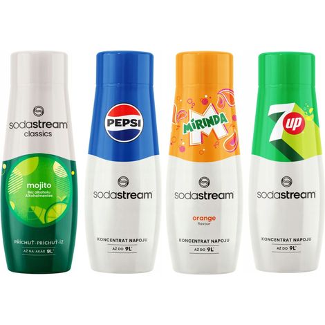 SODASTREAM Pepsi + Mirinda + 7Up + Mojito Sirup für Sodabrunnen, 4 Stk. (1/5)