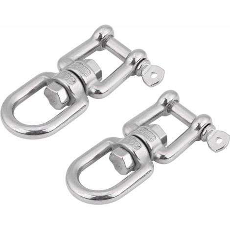 Manille pivotante à mâchoire en acier inoxydable 304, 6mm, 2 pièces, goupille amovible, Double chape (1/5)