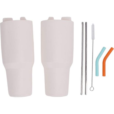 Séparateur de boissons 2 en 1 en silicone avec insert intérieur réutilisable et pailles en acier inoxydable pour 40 tasses (1/4)