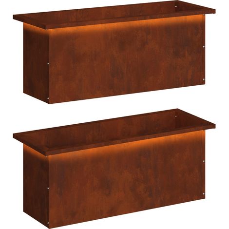 Garden Planter with LED 2 pcs Rusty 30 x 80 x 30 cm vidaXL