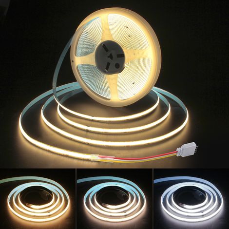 Ruban LED 10M COB Blanc 2700K6500K 24V 608LEDs/m Bande LED Flexible Auto-Adhésive pour DIY Bas Chambre Cuisine TV (sans variateur ni alimentation) (1/5)