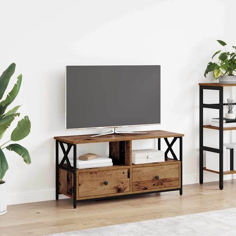 TV-Schränk Altholz 90 x 33 x 45 cm Ingenieure Holz und Stahl
