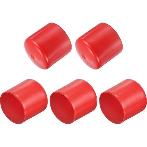 5pcs Embouts en Caoutchouc, 45 mm ID Vis Filetage Protecteur en PVC Embouts de Protection Flexible pour Tube Métallique, Câbles, Fils, Tige, Écrou et Cache Boulon, Rouge (1/5)