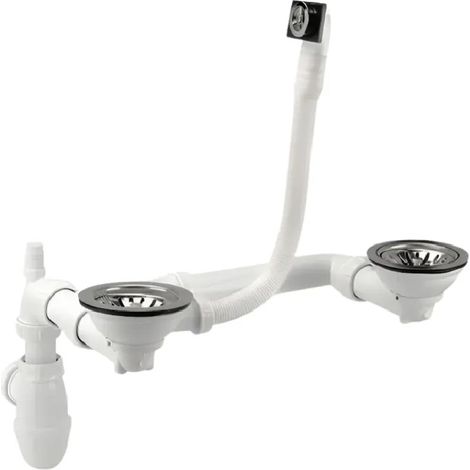Drenaje completo de cromo manual para doble lavabo - 0224316