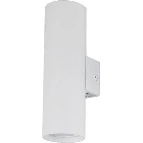 Applique murale aluminium blanc avec éclairage double, GU10 18cm