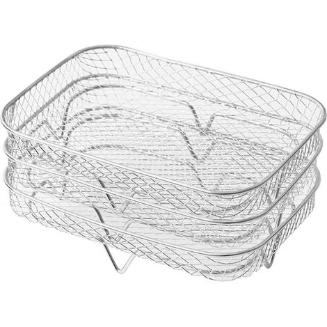 Grille pour Friteuse à air Multifonction Trois Couche Empilable Compatible avec Ninja Friteuse, Support pour Déshydrateur pour Friteuse à Double Air, Accessoire pour Air Fryer en Acier Inoxydable 304 (1/5)