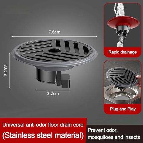 -3Stainless Steel Shower Floor Drain Round Anti-odor Fast Drainage Floor Drain with Grid Grate Cover Insectproof (1/4)