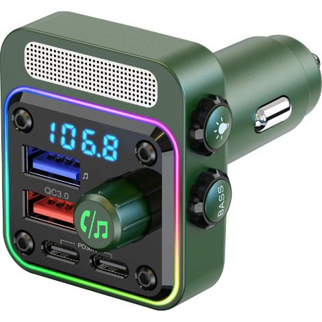 Bluetooth-FM-Transmitter fürs Auto, USB-Schnellladeadapter, MP3-Player, Freisprecheinrichtung