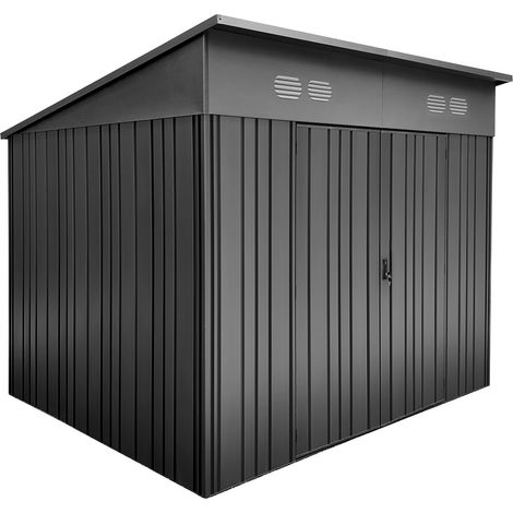 Hoggar – Caseta de Jardín Metálica 5,66m2 Pioneer Y70 – Columnas en V – Estructura Autoportante – Puertas Reforzadas – Cobertizo Exterior 256x221x215cm (1/5)