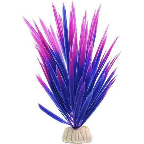 TrAdE Shop Traesio - Pianta Piantina Artificiale Per Acquario Piante Finte Plastica Viola Blu Punta - (1/3)