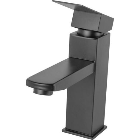 FOREHILL Spültischarmatur aus Messing/Zink, Schwarz, Warm-/Kaltwasser, Flexibel, Niedriger Auslauf, Einhebelmischer [QLI-FA-4311]