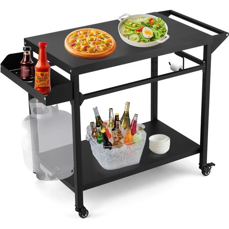 Carro metálico para barbacoa de exteriores, carro portátil con ruedas sin malla, carro de servicio para cocina doméstica (1/5)