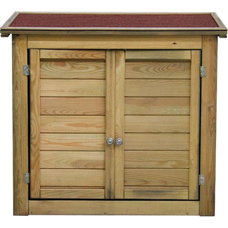 Cémonjardin – Armoire de jardin en pin sylvestre traité autoclave – Dimensions L 90 x P 42 x H 93 cm – Système de fermeture aimanté – Pour extérieur (1/5)