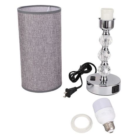 Lampe Table Chambre Tactile Réglable Chevet avec Abat-Jour Tissu USB A C Port Charge – Hôtel Maison Chanvre Grossier Gris 1pcs (1/4)