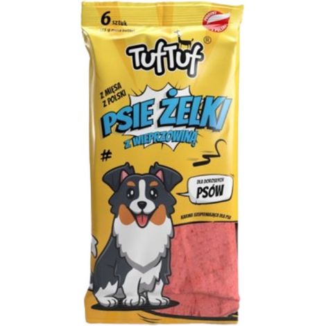 Tuf Tuf Hunde-Gelee-Streifen mit Schweinefleisch, 6 Stück.