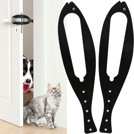 Katzenklappen-Halterung mit Riegel, größere verstellbare Alternative zur Katzenklappe, Schnellverschluss-Gurt. Lässt Katzen rein und hält Hunde von Katzenstreu und Futter fern. Sicher und kindersicher