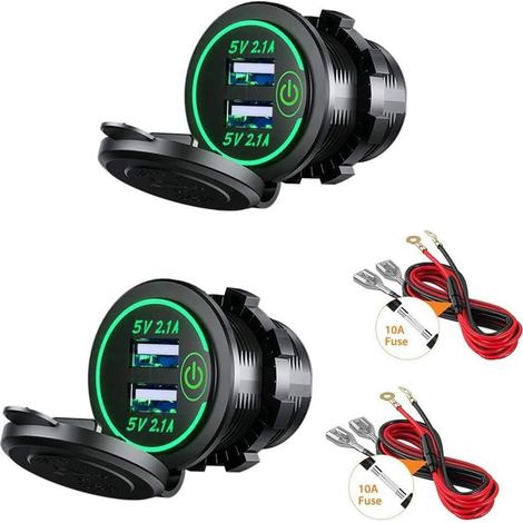 2 Prises Chargeur USB Interrupteur 5V 4.2A Étanche Pour Voiture Bateau Moto (1/5)