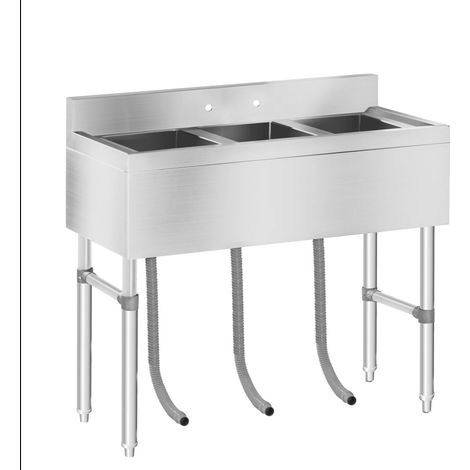 Evier professionnel - Royal Catering - 3 bassins - Dimensions: 100 x 50 x 97 cm (1/5)