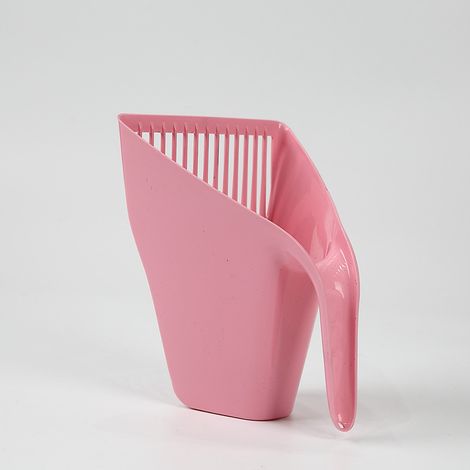 Pelle à litière pour chat en plastique épais, outil de nettoyage des excréments de chat, entonnoir rayé, pelle à excréments de chat(rose) (1/5)