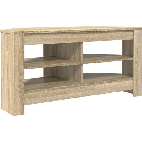 Meuble TV d'angle moderne rectangulaire 102 x 40,5 x 45 cm avec espaces de rangement multiples en bois d'ingénierie chêne sonoma (1/5)