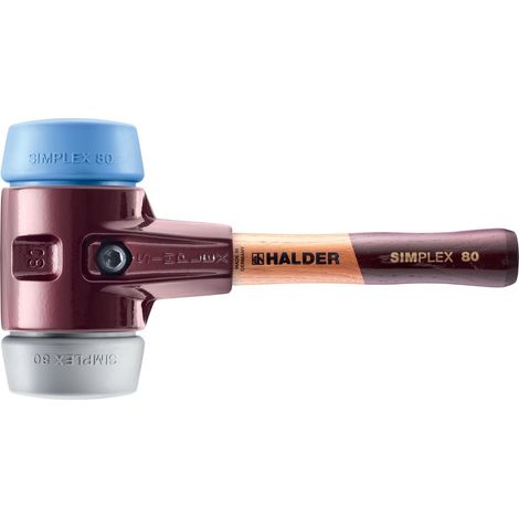 HALDER SIMPLEX TPE Weichhammer / gefüllter Gummi mit Tempergussgehäuse und Holzstiel - D=80 mm - Extra kurzer Stiel - 3013.082 (1/5)