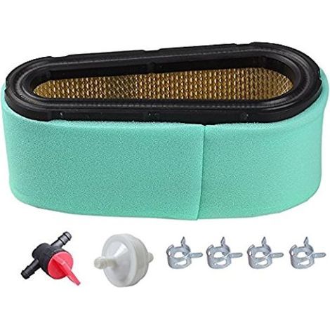 496894S 496894 Filtre à air 272403 Préfiltre 394358S Filtre à Carburant 494768 Valve d'arrêt de Carburant Compatible with Briggs & Stratton 12,5-17 HP