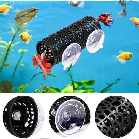 Tunnel à poissons 2 pièces, un passage sûr et caché spécialement conçu pour les petits poissons et les crevettes, décoration d'aquarium, jouet de repos idéal pour les poissons combattants et les poiss (1/4)