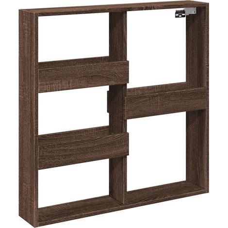 Armadio a parete pensile salvaspazio pratico portaoggetti 80 x 15 x 80 cm in legno multistrato marrone 020050526