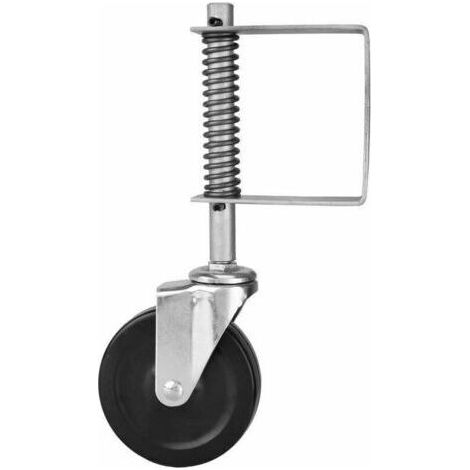 Roulette de portail en caoutchouc 10,2 cm avec ressort et pivotante, très résistante, capacité de charge de 99,8 kg LO-Ron (1/4)