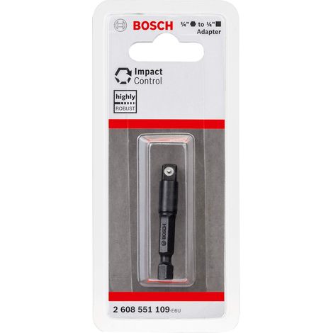 Bosch Professional 1x Adattatore Impact Control per Bussola (1/4" HEX a 1/4" Quadrato, Lunghezza 50 mm, Accessori Trapani) (1/3)