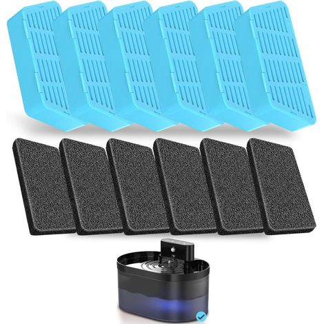 Irovami Filtre pour fontaine à eau pour chat : lot de 6 – réduit le goût et l’odeur de chlore – filtres et éponges de rechange faciles d’entretien pour chats (1/5)