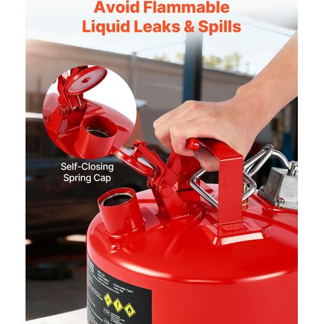 Bidon de Sécurité Type II 9,5 L avec Pare-flammes Acier Inoxydable, Couvercle à Fermeture Auto, Bec Verseur Flexible en Métal, Poig… (1/5)
