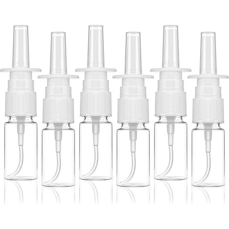 6 flacons pulvérisateurs nasaux, brumisateurs transparents, mini récipients vides rechargeables pour huiles essentielles et solutions salines, 30 ml (1/5)