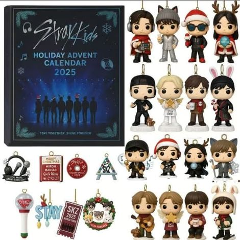 Calendrier de l'Avent Stray Kids : un cadeau de Noël sous forme de breloque acrylique 2D. Le cadeau de Noël ultime pour les fans de Stray Kids 