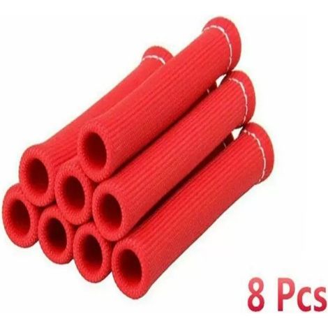 Gaine de protection thermique pour bougie d'allumage, 8 pièces rouge, 155 mm x 22 mm, manchon isolant résistant à la chaleur pour moteur automobile (1/2)