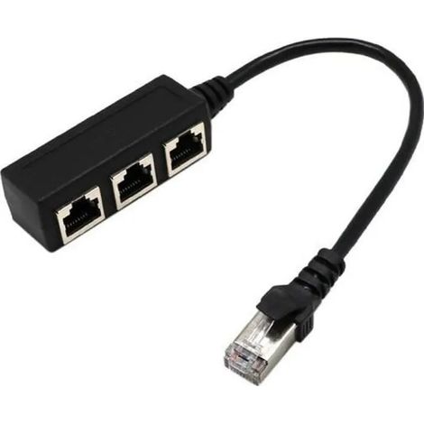 Câble répartiteur RJ45 1 vers 3, adaptateur réseau Ethernet, noir, cordon de brassage à 3 voies (1/4)