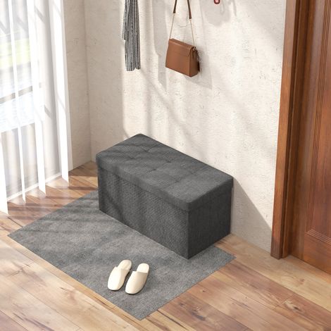 Malle Rangement Chambre Pliante Tissus Synthétique Linge Couvercle Salon Foncé Mobilier Intérieur Gris 84l 76x38x38cm