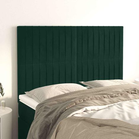 Tête de lit en velours vert foncé, hauteur réglable, 144 x 5 x 118/128 cm, pieds en bois - PANGIVO (1/5)