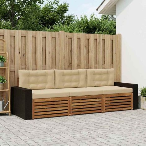 vidaXL Ensemble de canapés d'extérieur 3 pcs Naturel et Beige (1/5)