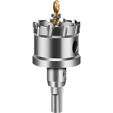 Scie cloche TCT 35mm pour métal dur – Profondeur de coupe 25mm – Tige de 10mm – Avec foret pilote plaqué titane (1/5)